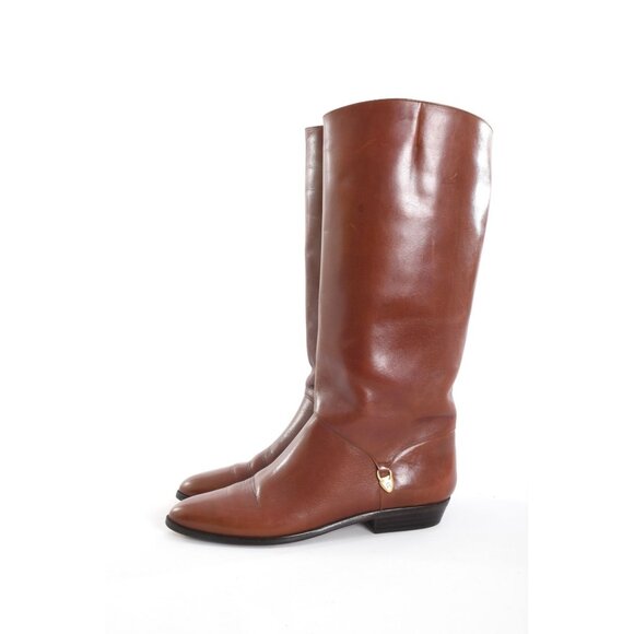 Vintage 1980s Size 8N Brown Short Heel Tall Leather Boots | by Etienne Agner - Picture 3 of 10